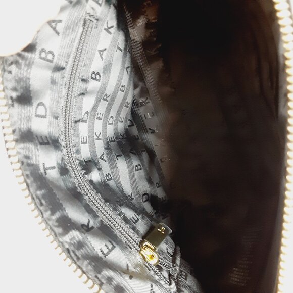 Ted Baker Large Clutch Wristlet Python Snake Leather Green Black Grey - Picture 11 of 13